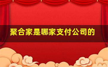 聚合家是哪家支付公司的