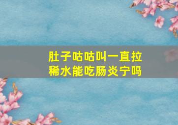 肚子咕咕叫一直拉稀水能吃肠炎宁吗