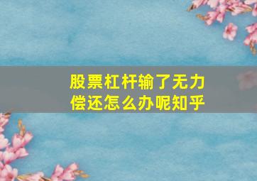 股票杠杆输了无力偿还怎么办呢知乎