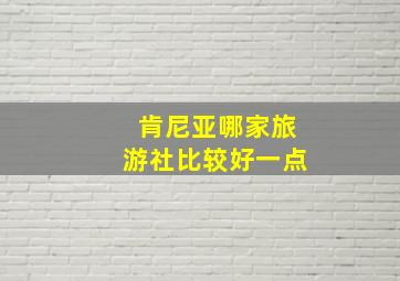 肯尼亚哪家旅游社比较好一点