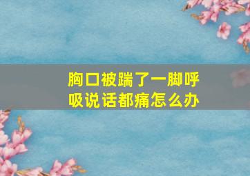 胸口被踹了一脚呼吸说话都痛怎么办