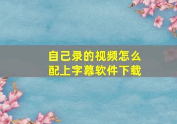 自己录的视频怎么配上字幕软件下载