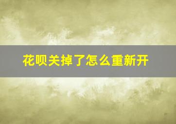 花呗关掉了怎么重新开