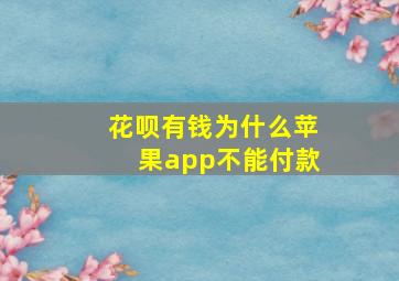 花呗有钱为什么苹果app不能付款