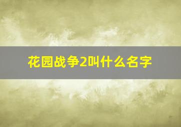 花园战争2叫什么名字