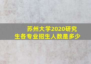 苏州大学2020研究生各专业招生人数是多少