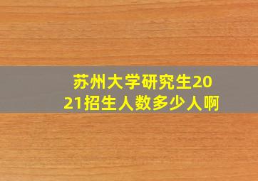 苏州大学研究生2021招生人数多少人啊