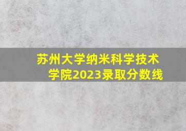 苏州大学纳米科学技术学院2023录取分数线