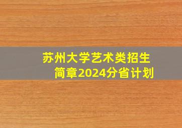 苏州大学艺术类招生简章2024分省计划