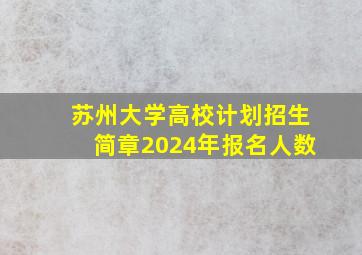 苏州大学高校计划招生简章2024年报名人数