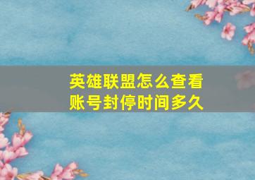 英雄联盟怎么查看账号封停时间多久