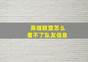 英雄联盟怎么看不了队友信息