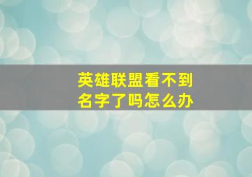 英雄联盟看不到名字了吗怎么办