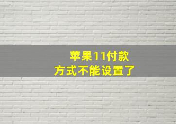 苹果11付款方式不能设置了