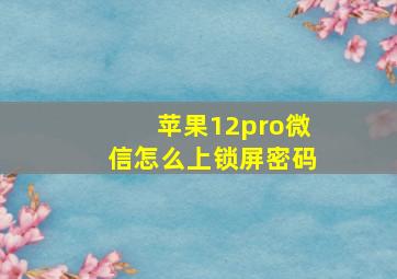 苹果12pro微信怎么上锁屏密码