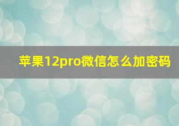 苹果12pro微信怎么加密码