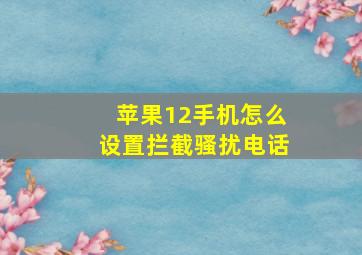 苹果12手机怎么设置拦截骚扰电话