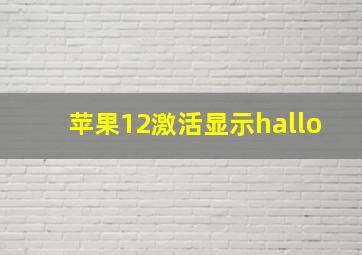 苹果12激活显示hallo