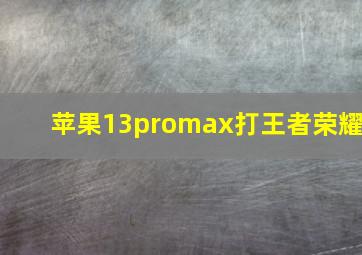 苹果13promax打王者荣耀