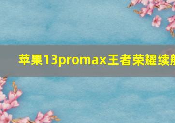 苹果13promax王者荣耀续航