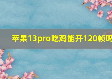 苹果13pro吃鸡能开120帧吗