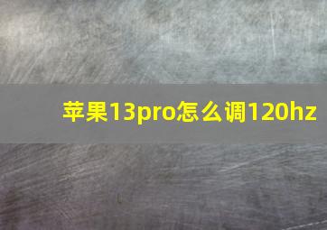 苹果13pro怎么调120hz