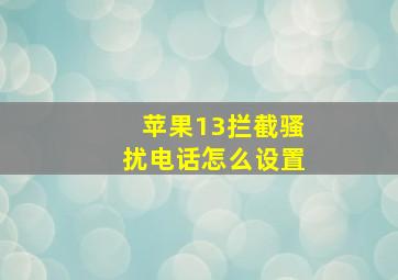 苹果13拦截骚扰电话怎么设置