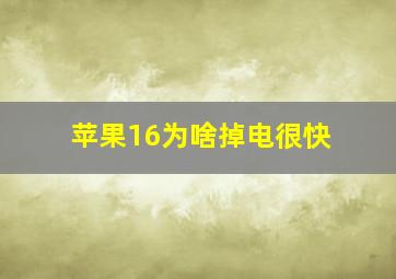 苹果16为啥掉电很快