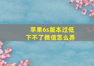 苹果6s版本过低下不了微信怎么弄