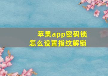 苹果app密码锁怎么设置指纹解锁