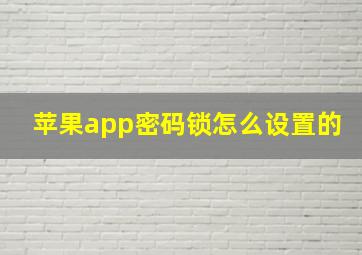 苹果app密码锁怎么设置的