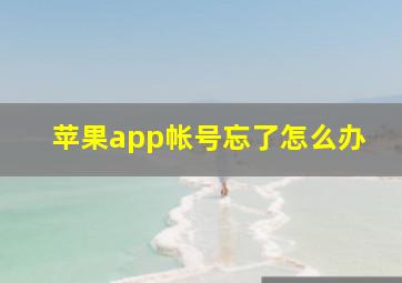 苹果app帐号忘了怎么办