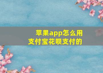 苹果app怎么用支付宝花呗支付的