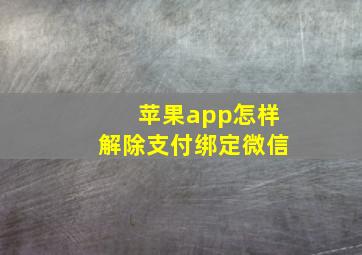 苹果app怎样解除支付绑定微信