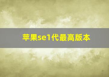 苹果se1代最高版本