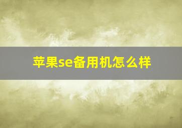 苹果se备用机怎么样