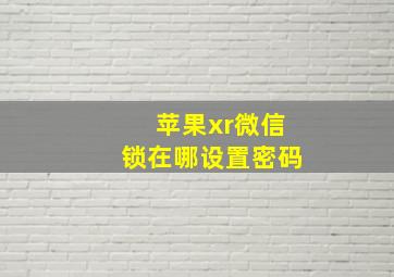 苹果xr微信锁在哪设置密码