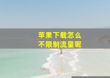 苹果下载怎么不限制流量呢