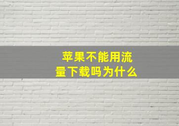 苹果不能用流量下载吗为什么