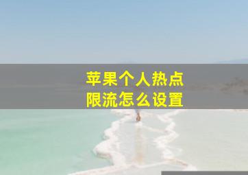 苹果个人热点限流怎么设置