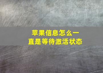 苹果信息怎么一直是等待激活状态