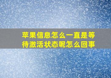 苹果信息怎么一直是等待激活状态呢怎么回事