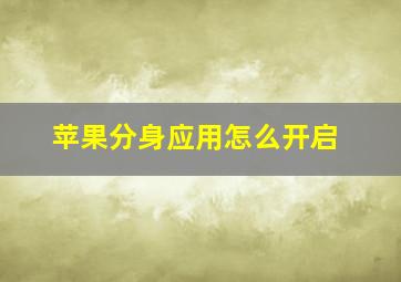 苹果分身应用怎么开启