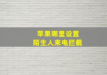 苹果哪里设置陌生人来电拦截