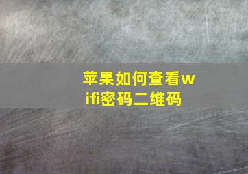 苹果如何查看wifi密码二维码