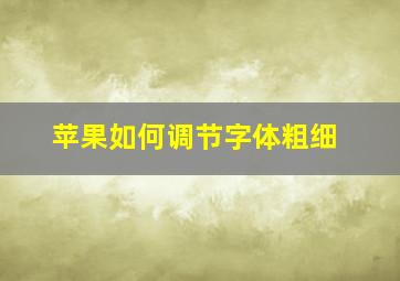 苹果如何调节字体粗细