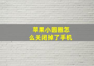 苹果小圆圈怎么关闭掉了手机