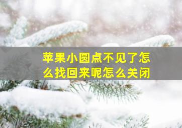 苹果小圆点不见了怎么找回来呢怎么关闭