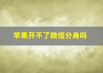 苹果开不了微信分身吗