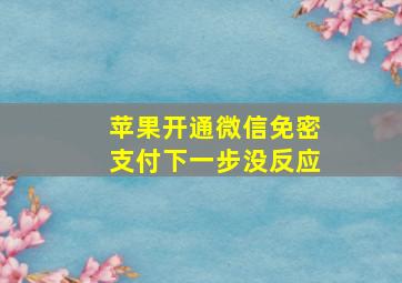 苹果开通微信免密支付下一步没反应